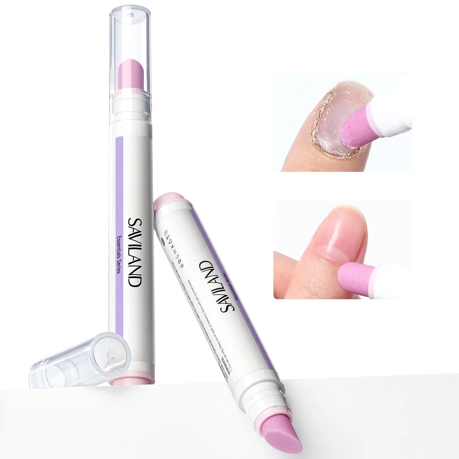 SAVILAND Professional Cuticle Remover Pen Set: Includes 2 Ceramic Cuticle Pushers and 4.5ml Cuticle Oil for Nail Growth and Moisturization of Dry Cuticles, Hangnails, and Damaged Nails