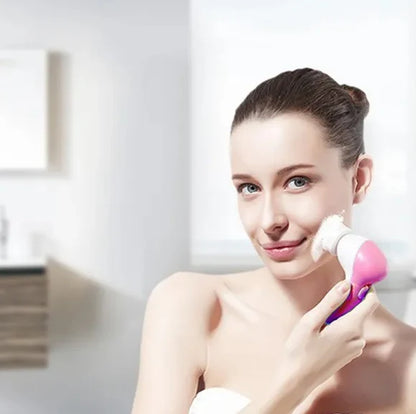 Facial Cleansing Brush Waterproof Face Spin Cleaning Brush with 5 Brush Heads