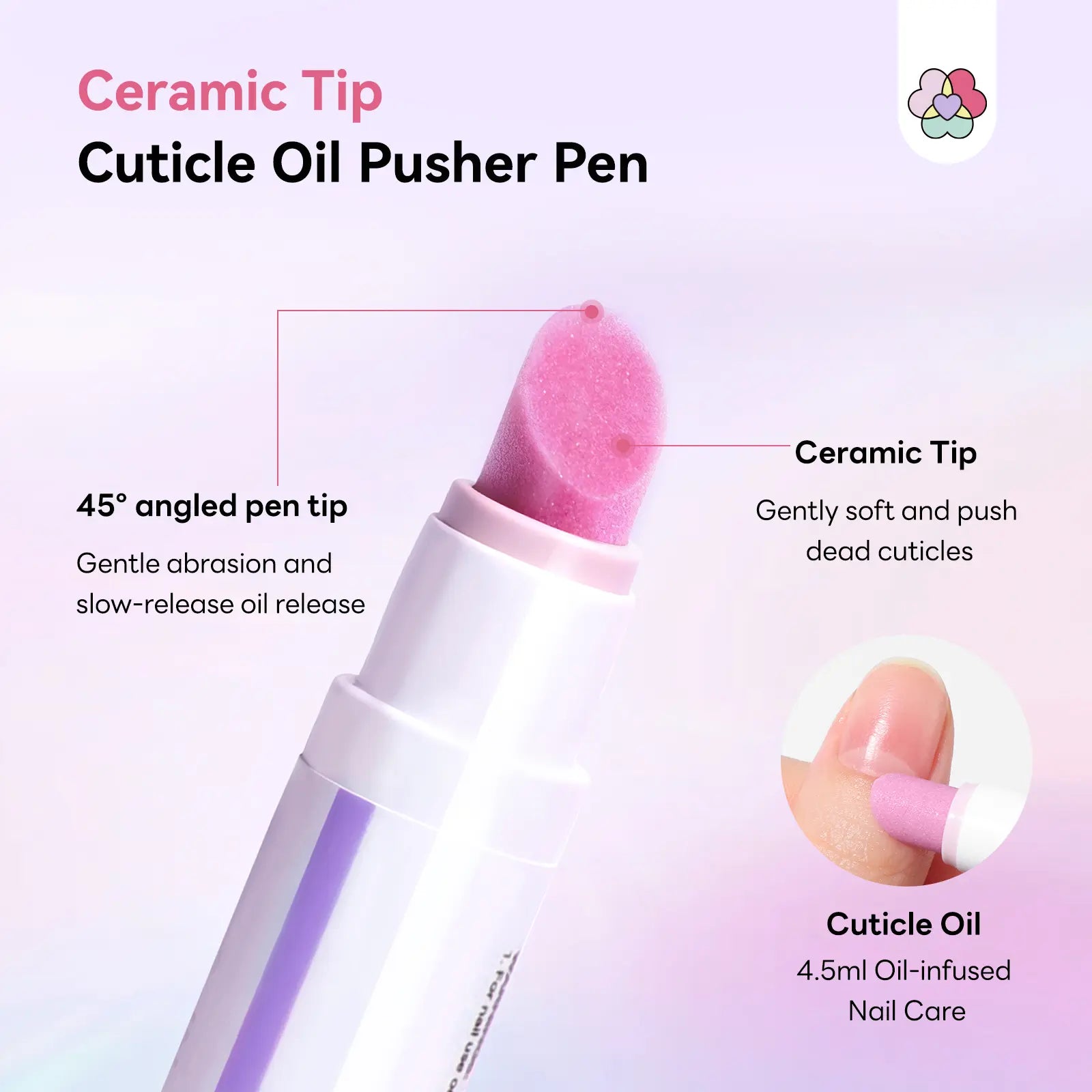 SAVILAND Professional Cuticle Remover Pen Set: Includes 2 Ceramic Cuticle Pushers and 4.5ml Cuticle Oil for Nail Growth and Moisturization of Dry Cuticles, Hangnails, and Damaged Nails