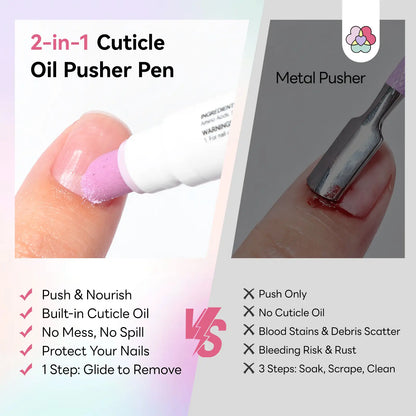 SAVILAND Professional Cuticle Remover Pen Set: Includes 2 Ceramic Cuticle Pushers and 4.5ml Cuticle Oil for Nail Growth and Moisturization of Dry Cuticles, Hangnails, and Damaged Nails