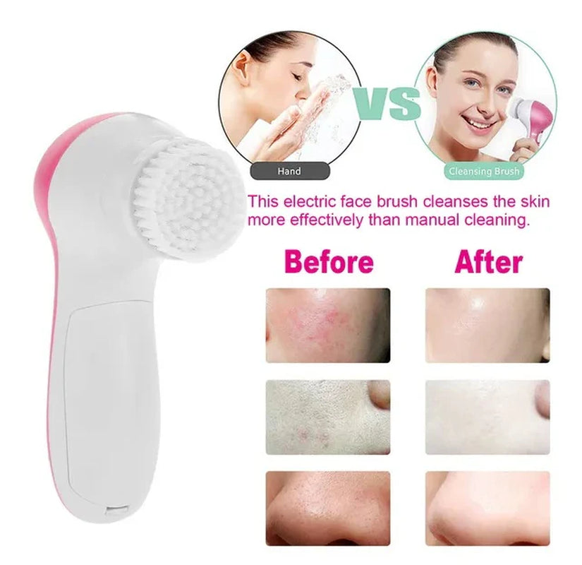 Facial Cleansing Brush Waterproof Face Spin Cleaning Brush with 5 Brush Heads