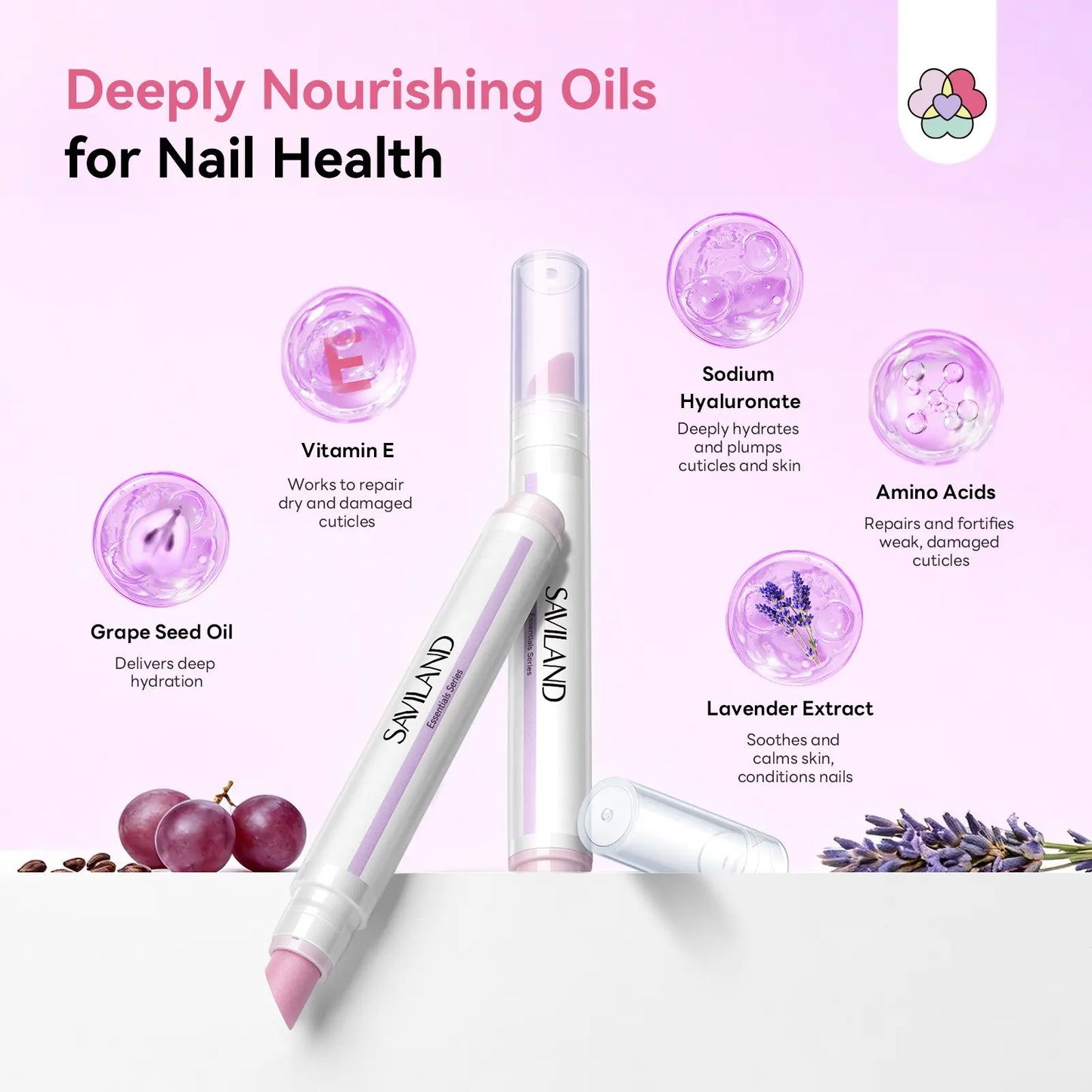 SAVILAND Professional Cuticle Remover Pen Set: Includes 2 Ceramic Cuticle Pushers and 4.5ml Cuticle Oil for Nail Growth and Moisturization of Dry Cuticles, Hangnails, and Damaged Nails
