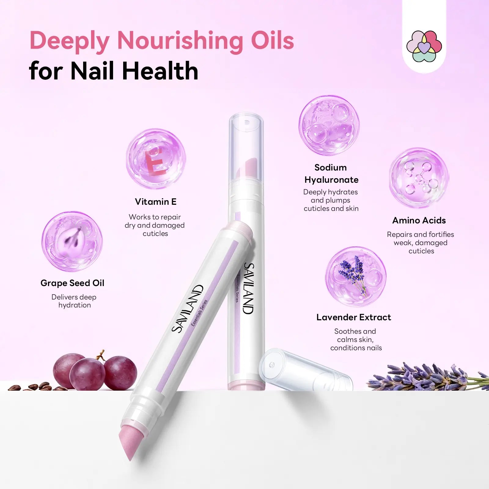 SAVILAND Professional Cuticle Remover Pen Set: Includes 2 Ceramic Cuticle Pushers and 4.5ml Cuticle Oil for Nail Growth and Moisturization of Dry Cuticles, Hangnails, and Damaged Nails