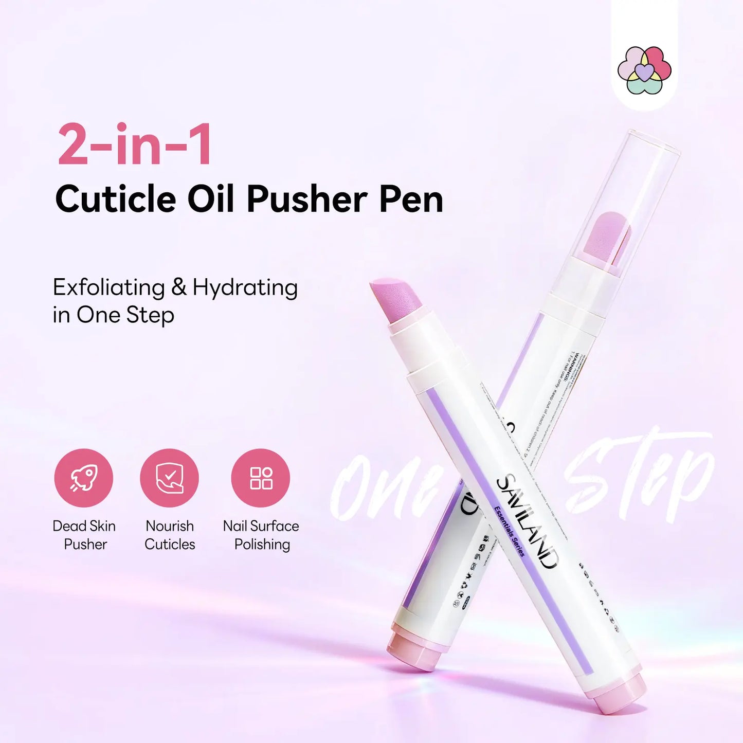 SAVILAND Professional Cuticle Remover Pen Set: Includes 2 Ceramic Cuticle Pushers and 4.5ml Cuticle Oil for Nail Growth and Moisturization of Dry Cuticles, Hangnails, and Damaged Nails