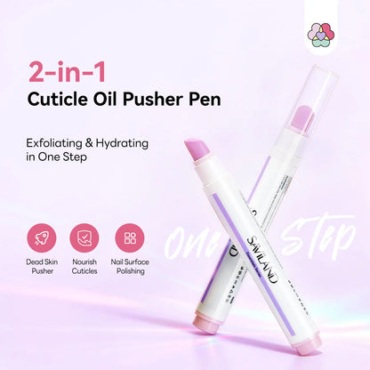 SAVILAND Professional Cuticle Remover Pen Set: Includes 2 Ceramic Cuticle Pushers and 4.5ml Cuticle Oil for Nail Growth and Moisturization of Dry Cuticles, Hangnails, and Damaged Nails